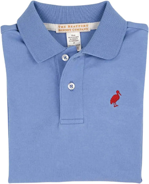 The Beaufort Bonnet Company Prim & Proper Polo Barbados Blue Red Stork