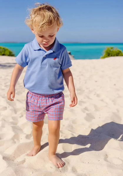 The Beaufort Bonnet Company Prim & Proper Polo Barbados Blue Red Stork