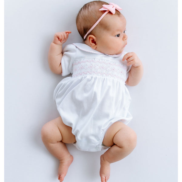 Magnolia Baby Lizzie's Classics Smocked Short Sleeve Bubble - Pink