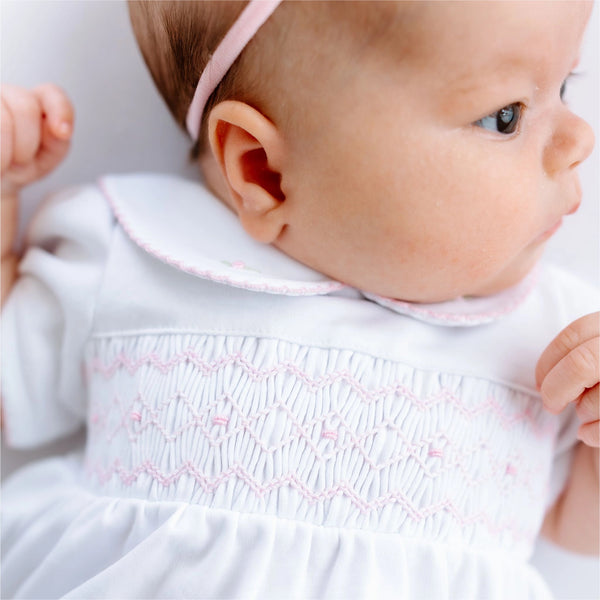Magnolia Baby Lizzie's Classics Smocked Short Sleeve Bubble - Pink