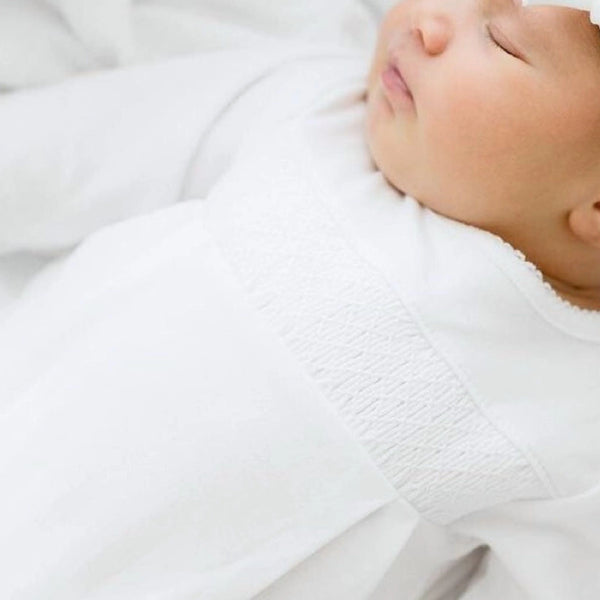 Magnolia Baby Solid Essentials White Smocked Footie