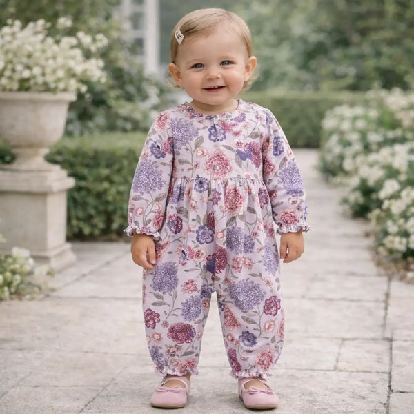 Tessa Babe Floral Empire Baby Girl Romper – Bamboo Vintage Bloom Ruffle