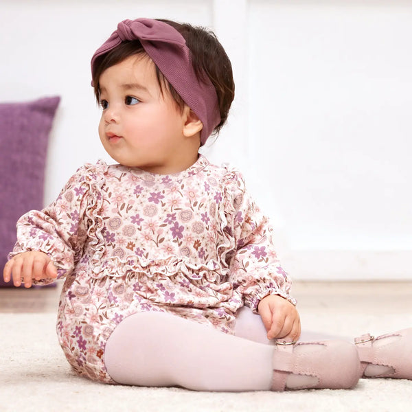 Tesa Babe Baby Girl Ruffle Romper – Bamboo Floral Bodysuit One Piece