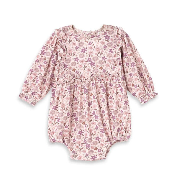 Tesa Babe Baby Girl Ruffle Romper – Bamboo Floral Bodysuit One Piece