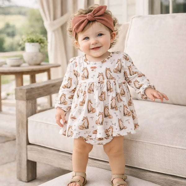 Tesa Babe Harvest Fox Skirted Bodysuit – Soft Bamboo Fall Favorite