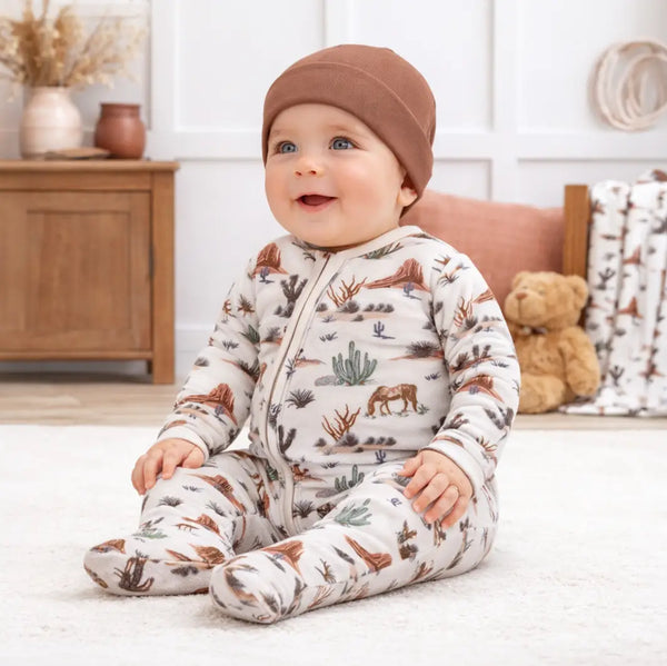 Tesa Babe Baby Zipper Romper – Soft Bamboo Cactus Trails
