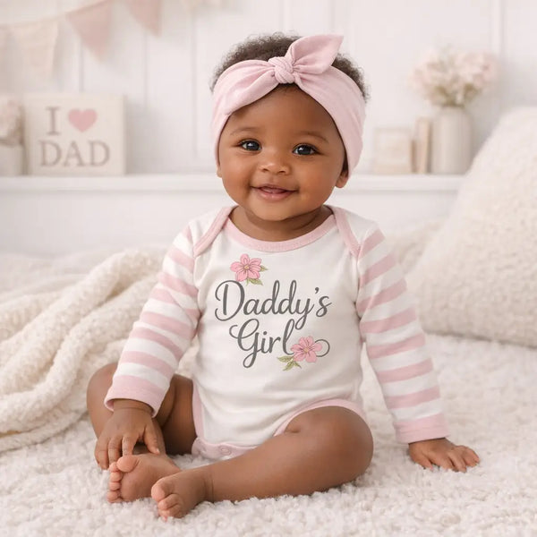 Tess Babe Daddy's Girl Cotton Pink Stripe Baby Girl Bodysuit