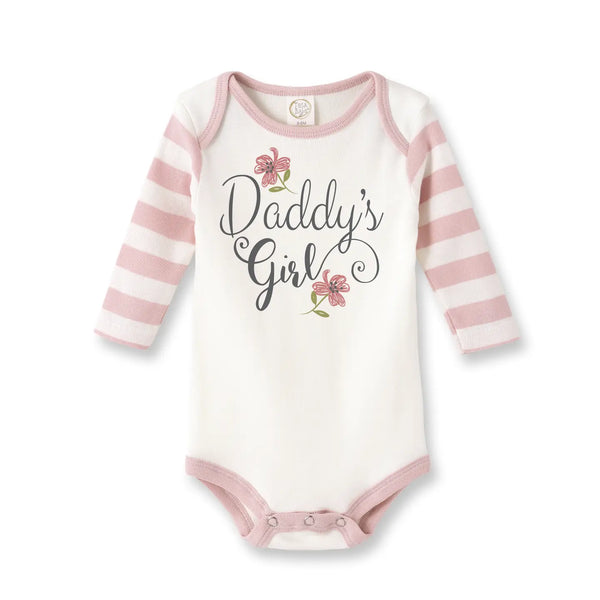 Tess Babe Daddy's Girl Cotton Pink Stripe Baby Girl Bodysuit