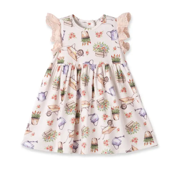 Tesa Babe  Petal Patch Baby Girl Dress – Bamboo & Eyelet Garden Dress
