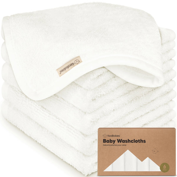 KeaBabies 6pc washcloth set White