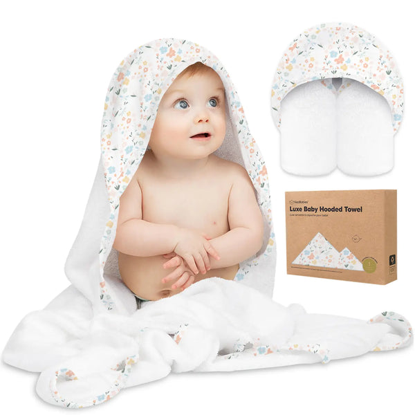 KeaBabies Luxe Baby Hooded Towel -Wildflowers