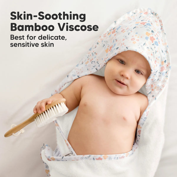 KeaBabies Luxe Baby Hooded Towel -Wildflowers