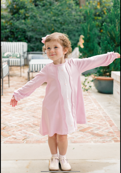 The Proper Peony Parkside Pima Scallop Pink with Buttons Dress