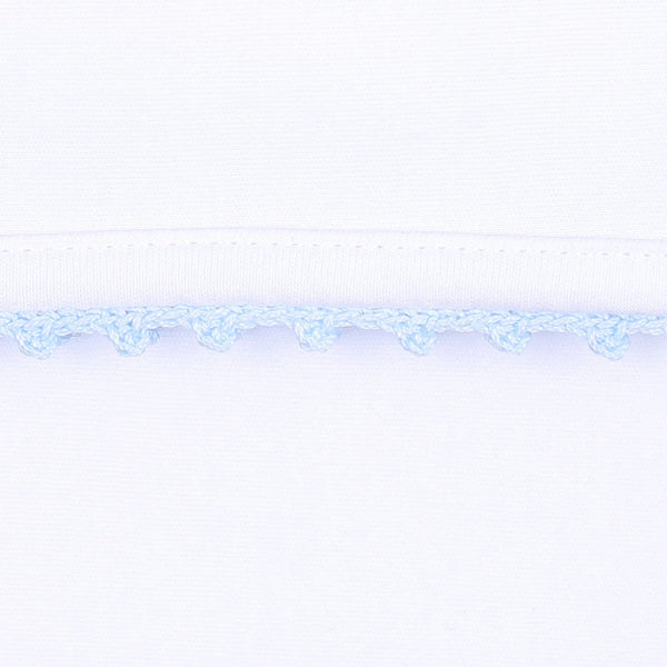 Magnolia Baby Joy Footie with Blue Crochet Trim