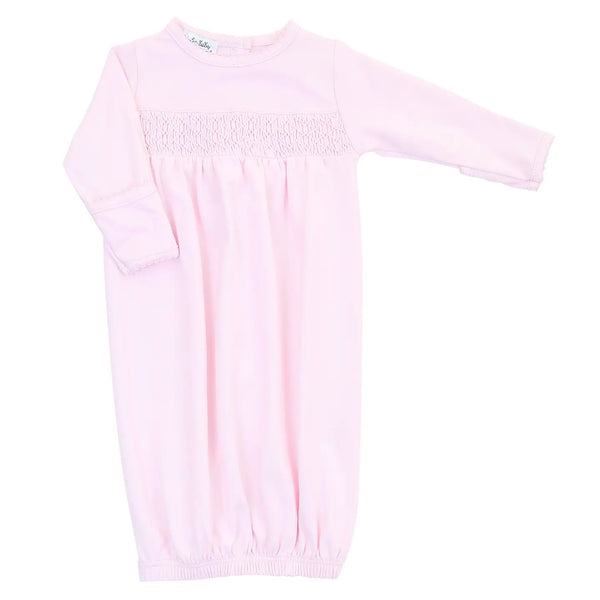 Magnolia Baby Essentials Solid Pink Smocked Gown