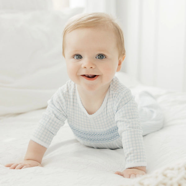 Magnolia Baby Peek-A-Boo Wishes Smocked Footie - Light Blue