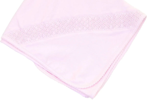Magnolia Baby Solid Essentials Smocked Blanket - Pink
