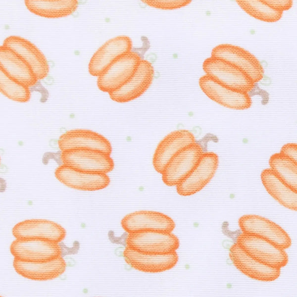 Magnolia Baby Pumpkin Print Ruffle Short Sleeve Bubble