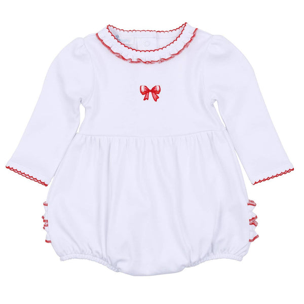 Magnolia Baby Scarlett Bows Embroidered Long Sleeve Bubble