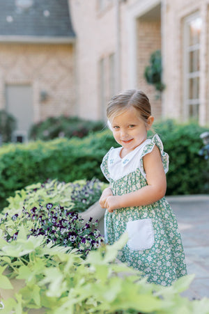 The Proper Peony Francesca Flower Dress (Green Floral)