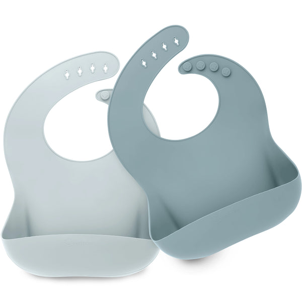 KeaBabies 2-Pack Prep Silicone Bibs For Babies, Toddlers, Boys, Girls