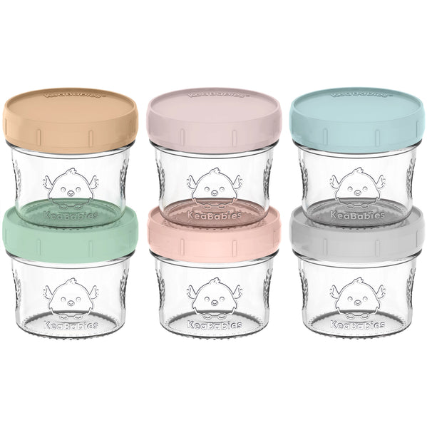 KeaBabies 6pk Prep Baby Food Storage Containers, Leak-Proof Food Jars