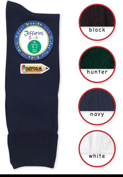 Jefferies Socks School Uniform Nylon Knee High - White