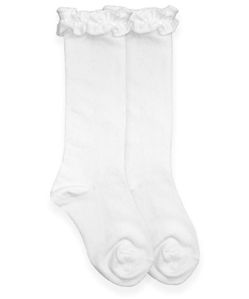 Jefferies Ruffle Knee Socks - White
