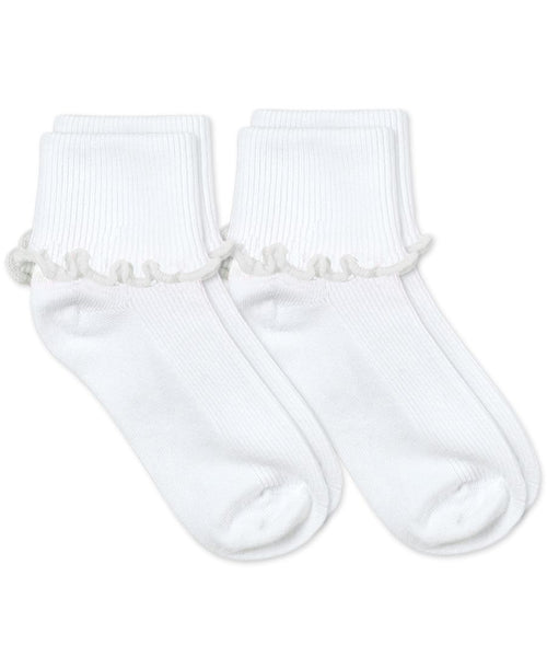 Jefferies Socks Ripple Edge Smooth Toe Turn Cuff Socks 2 Pair Pack - White