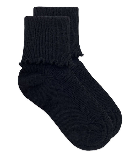 Jefferies Socks Seamless Ripple Edge Turn Cuff Crew Socks 1 Pair Navy