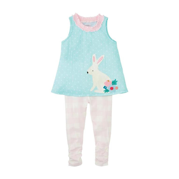 Mud Pie Easter Gingham Bunny Tunic & Leggings Set