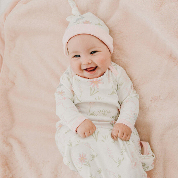 Bunnies By The Bay Blossom Knotted Gown & Hat Set