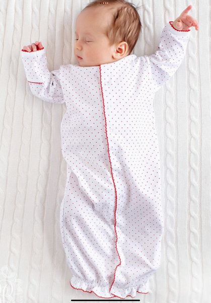 The Beaufort Bonnet Company Converter Gown White with Richmond Red Dots
