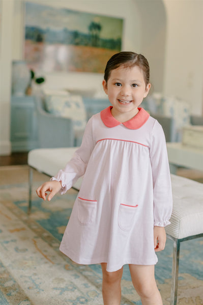 The Proper Peony Parkside Pima - LS Yoke Pink Stripe Dress