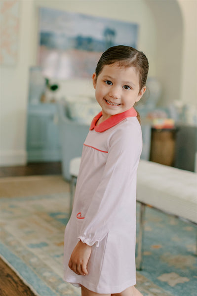 The Proper Peony Parkside Pima - LS Yoke Pink Stripe Dress