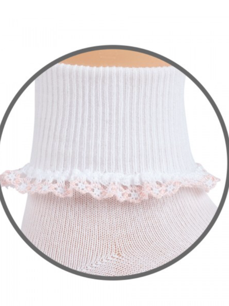 Jefferies Dainty White / Pink Lace Socks