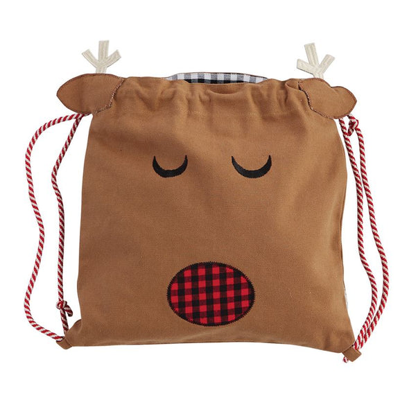 Mud Pie Reindeer Drawstring Bag