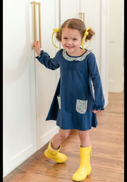 The Proper Peony Parkside Pima Fall Ducks LS Pocket Dress