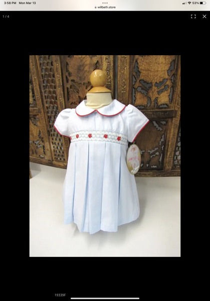 Willbeth Blue Red Smocked Dress