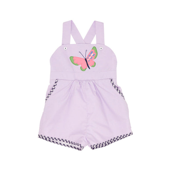 The Beaufort Bonnet Company Ruthie Romper - Purple Butterfly Appliqué