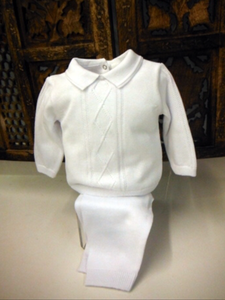 Willbeth Boys 2pc White Knit Outfit
