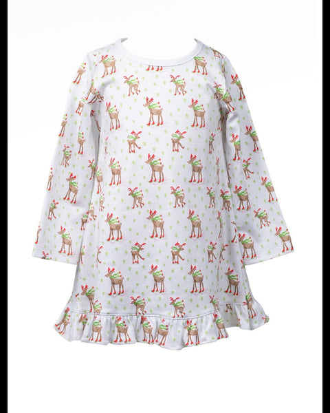 The Proper Peony Parkside Pima  LS Reindeer Girl Gown