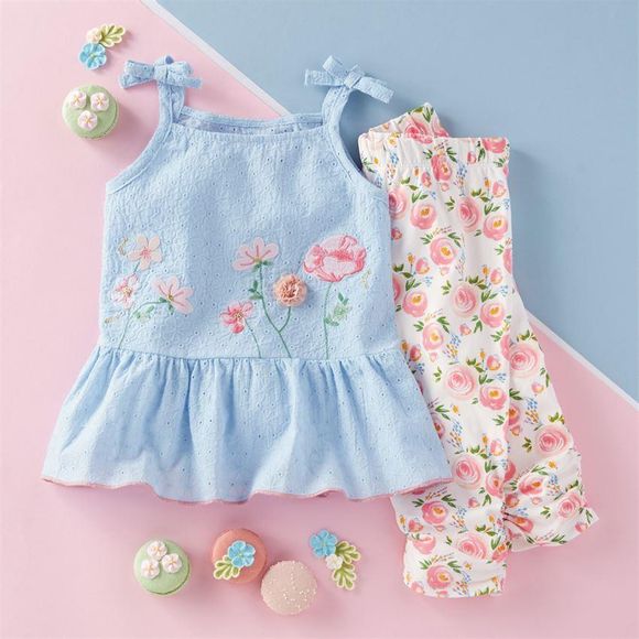Mudpie Blue Garden Tunic & Capri Det