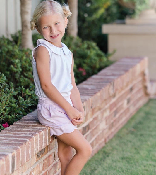 The Proper Peony Pima Solid White Pink Trim Sleeveless Top