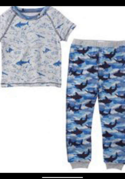 Mud Pie Pajamas- Shark Print 2 pc Set