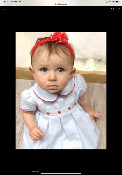 Willbeth Blue Red Smocked Dress