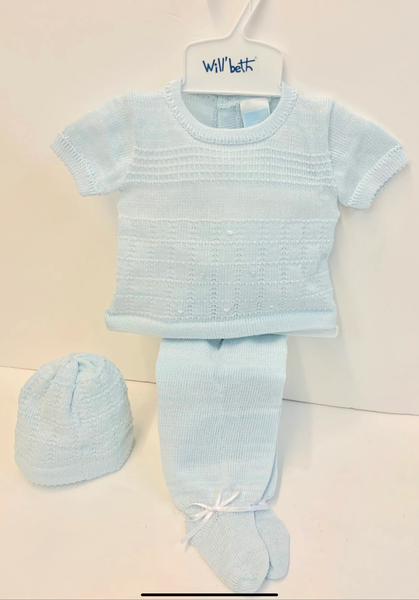 Willbeth Baby Boy 3pc Take Me Home Knit Set.