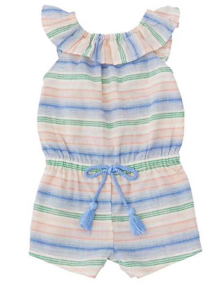 Mudpie Romper -  Striped Linen