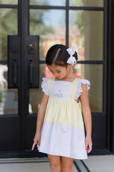 The Proper Peony Honey Yellow Dress with Ruffle Sleeve