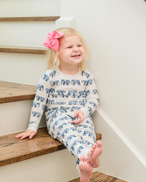 The Proper Peony Parkside Pima Elephants - Boys / Girls 2PC Pajamas Set